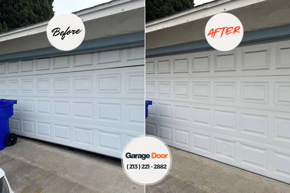 Before and after: garage door spring repair Potosi, TX
